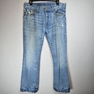 Ruehl Men's Premium Cotton Pocket Distressed Jeans Button Fly 32 x 30 Worn In